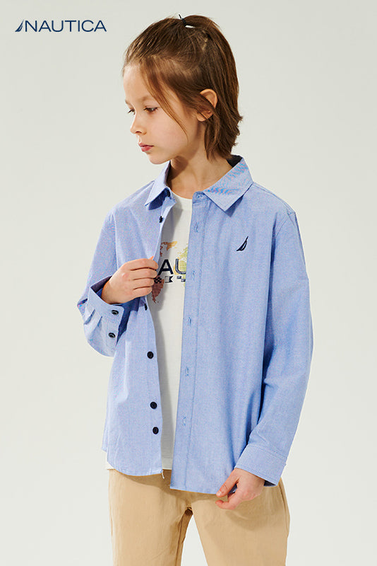 Solid Blue Long Sleeve Shirt