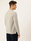 Nautica Men New Basics Light Grey Regular Fit Long Sleeve Polo Collar Self Design T-Shirt