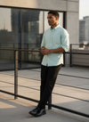 Men's Solid Long Sleeve Oxford Shirt-Mint