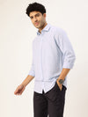 Men's Long Sleeve Windowpane Shirt - Blue