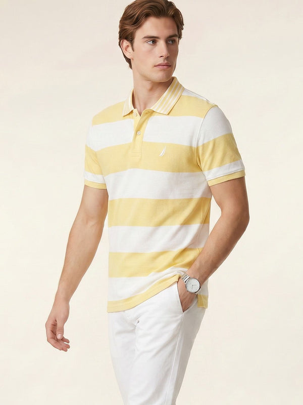 Men's Striped Polo T-Shirt - Yellow