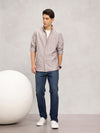 Men's Long Sleeve Striped Shirt - Khaki