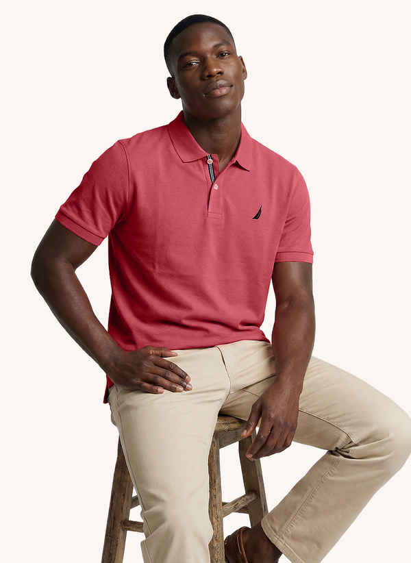 Men's Solid Polo - Sunkist Coral