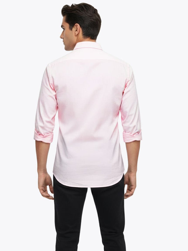 Men's Solid Long Sleeve Oxford Smart CasualShirt - Pink