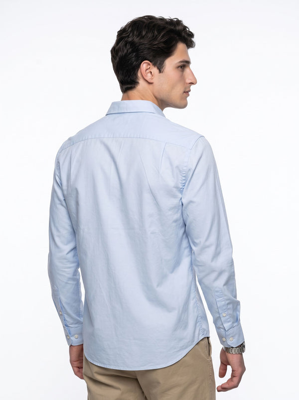 Men's Solid Long Sleeve Oxford Shirt - Light Blue