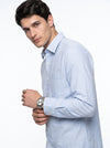 Men's Solid Long Sleeve Oxford Shirt - Light Blue
