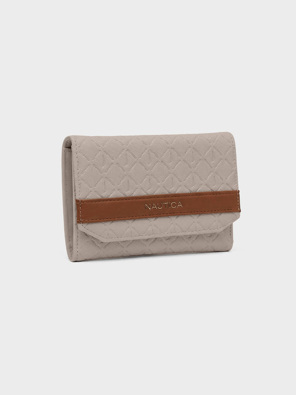 ANA Tri-Fold Monogram Wallet - BEIGE