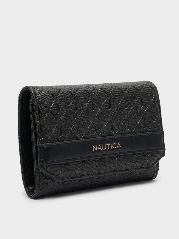 ANA Tri-Fold Monogram Wallet - BLACK