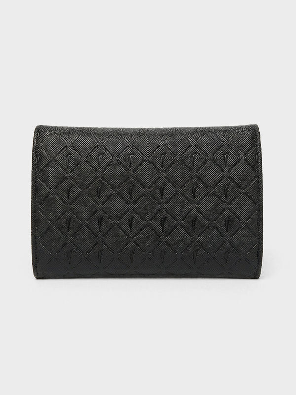 ANA Tri-Fold Monogram Wallet - BLACK