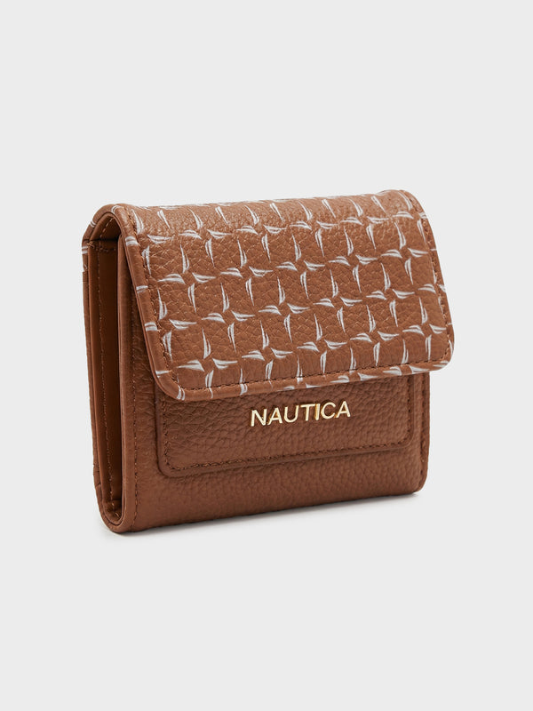 ELLA Tri-Fold Monogram Wallet - BROWN