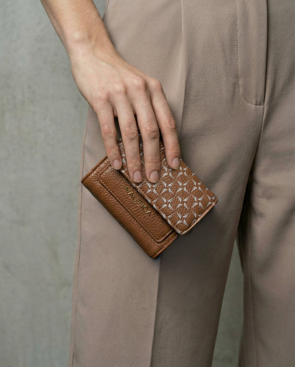 ELLA Tri-Fold Monogram Wallet - BROWN