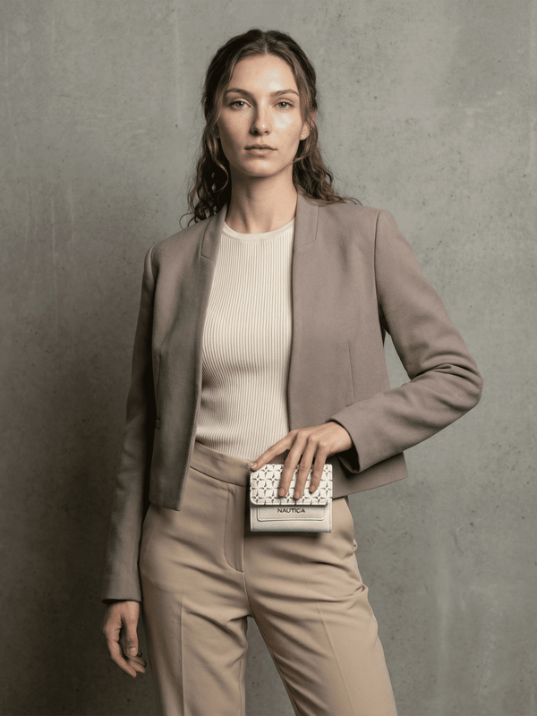 ELLA Tri-Fold Monogram Wallet - WHITE