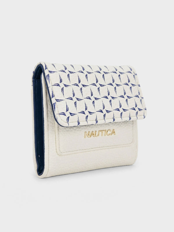 ELLA Tri-Fold Monogram Wallet - WHITE