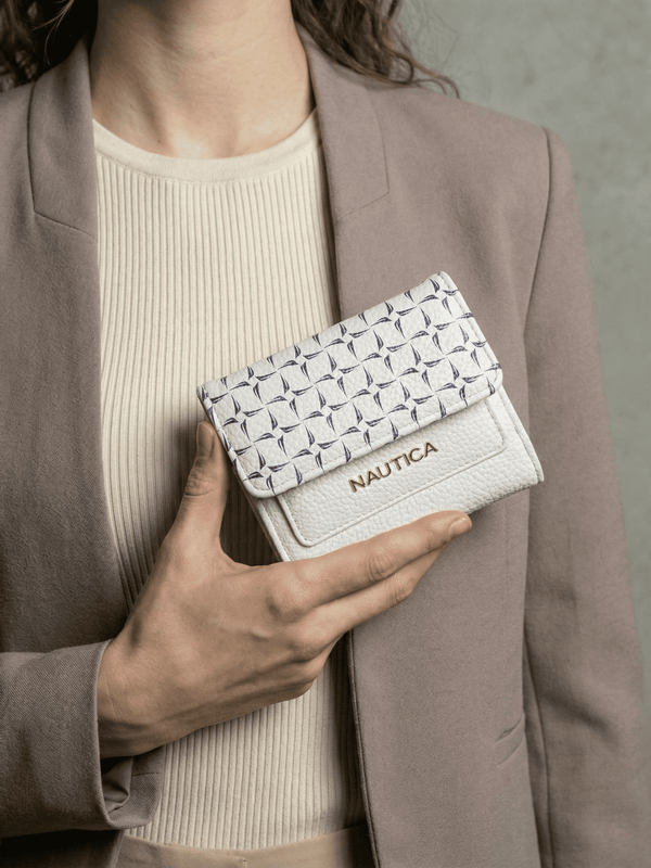 ELLA Tri-Fold Monogram Wallet - WHITE