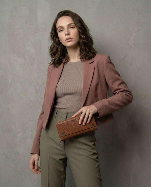 JOY Zip-Around Long Wallet - DARK BROWN