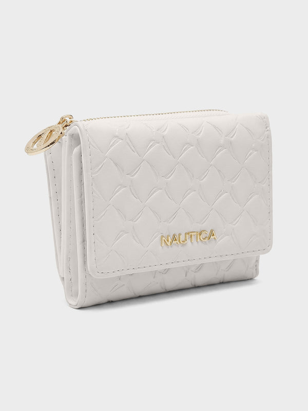 MARY Tri-Fold Monogram Wallet - WHITE