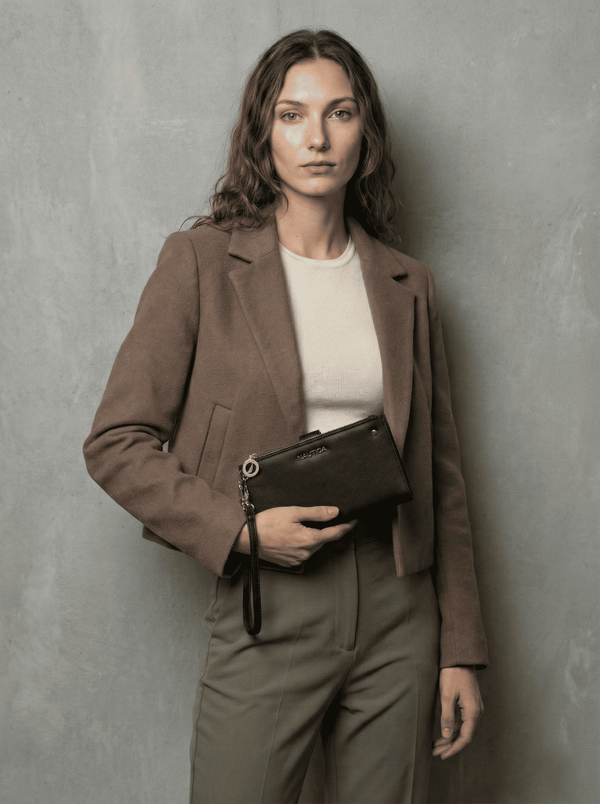 SIA Bi-Fold Wristlet - BLACK