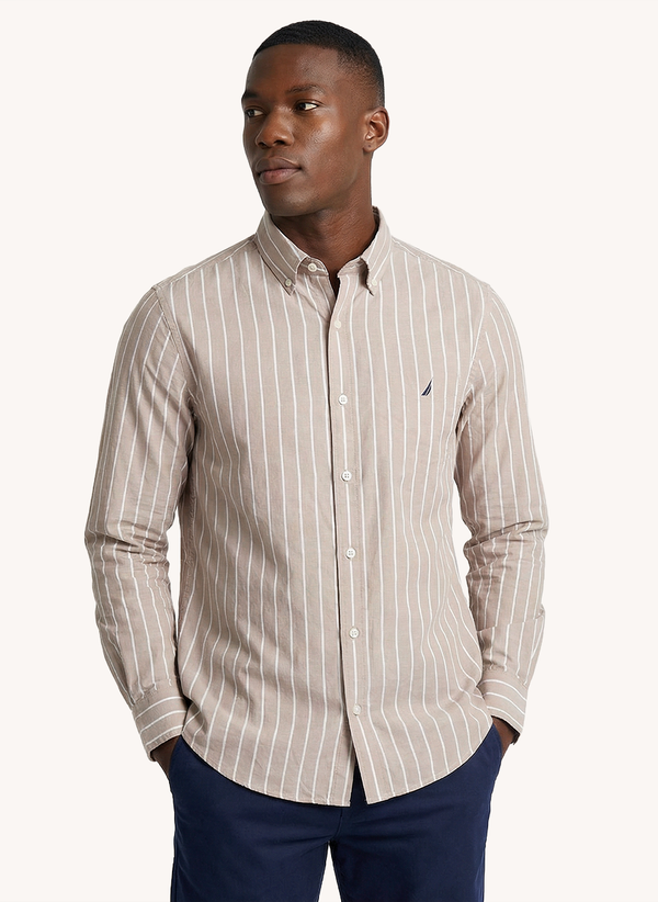 Men's Dyed Long Sleeve Shirt - LIGHT BROWN
