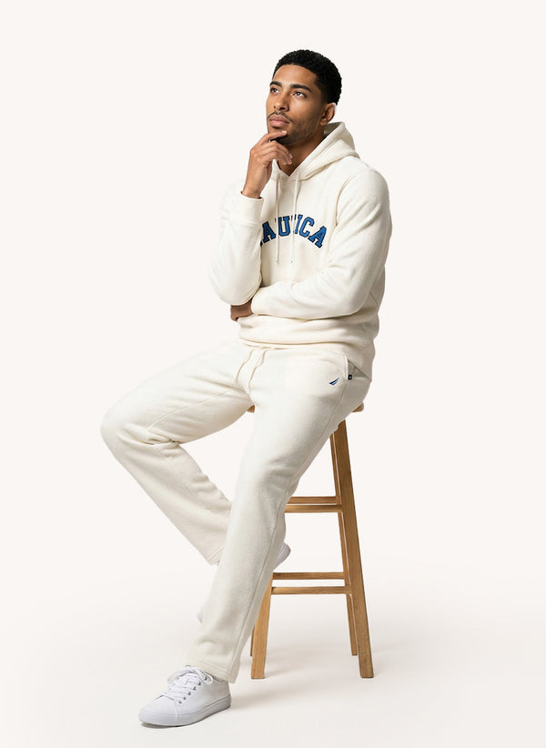 Men's Long Sleeve Emboidered Hoodie - Off white