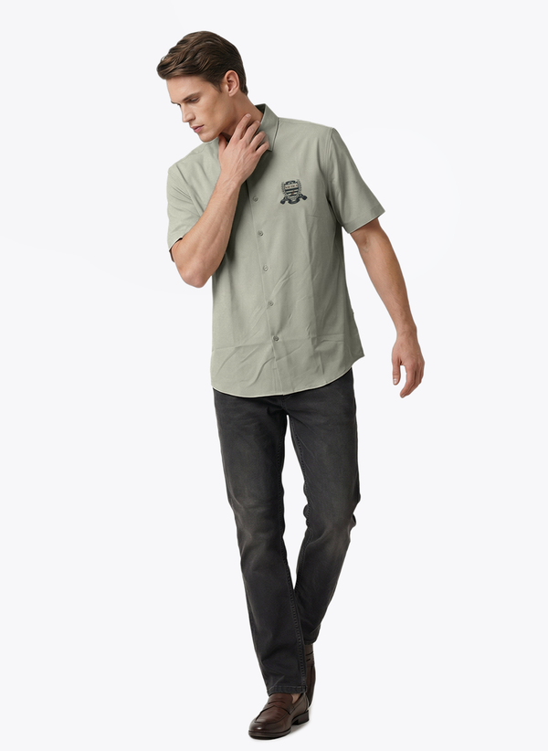 Men's Short Sleeve Graphic Printed Shirt - Lilly White