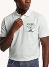 Men's Short Sleeve Graphic Printed Polo - White