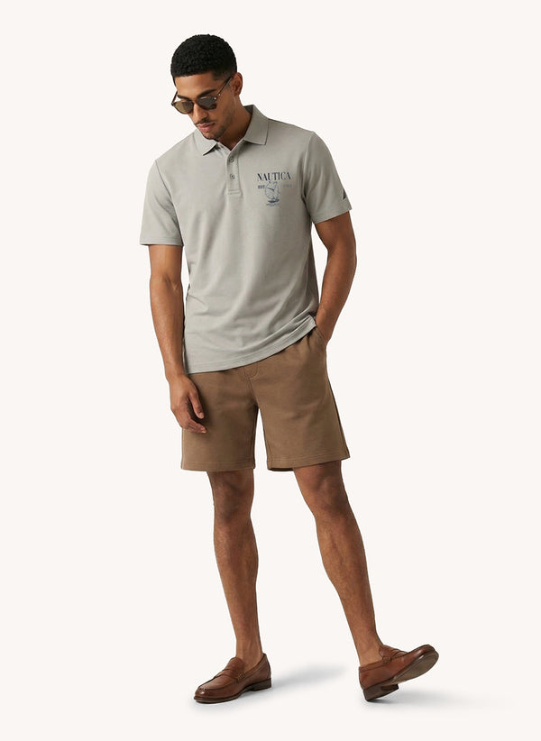 Men's Short Sleeve Graphic Printed Polo - Grey