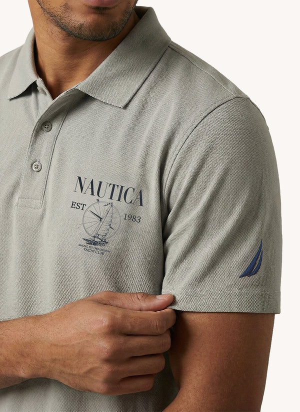 Men's Short Sleeve Graphic Printed Polo - Grey