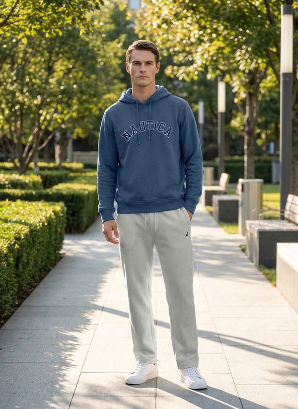 Men's Long Sleeve Emboidered Hoodie - Union Blue