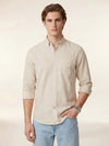 Men's Long Sleeve Windowpane Shirt - Beige