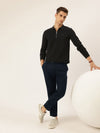Nautica Men Polo Jet Black Regular Fit Long Sleeve Solid Polo T-Shirt