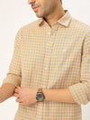 Men's Long Sleeve Geometric Shirt - Beige