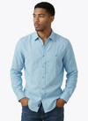 Men's Solid Linen Shirt - Light Blue
