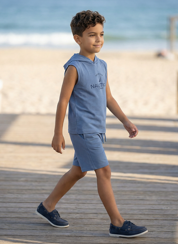 Boys Short set - White/Blue