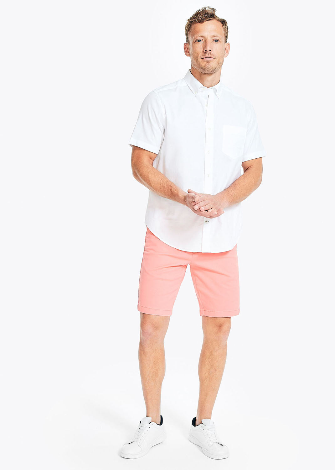 Short Sleeve Oxford White Solid Shirt
