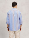 Men's Roll-Up Sleeve Striped Shirt - Light Blue