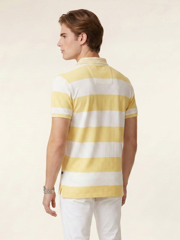 Men's Striped Polo T-Shirt - Yellow