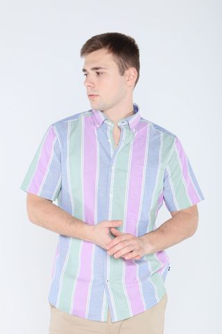 Striped Short-Sleeve Oxford Shirt