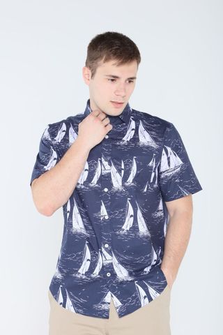 Printed Poplin Short-Sleeve Shirt