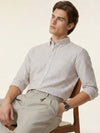 Men's Long Sleeve Striped Shirt - Beige