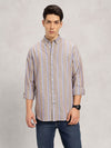 Men's Long Sleeve Striped Shirt - Khaki