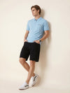 Men's Solid Polo T-Shirt - Light Blue