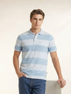 Men's Striped Polo T-Shirt - Light Blue