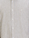 Men's Long Sleeve Striped Shirt - Beige
