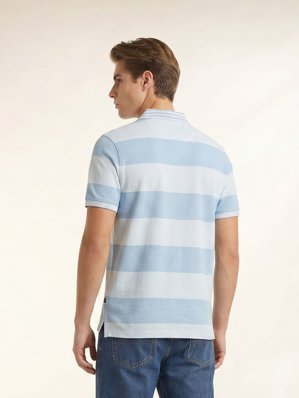 Men's Striped Polo T-Shirt - Light Blue
