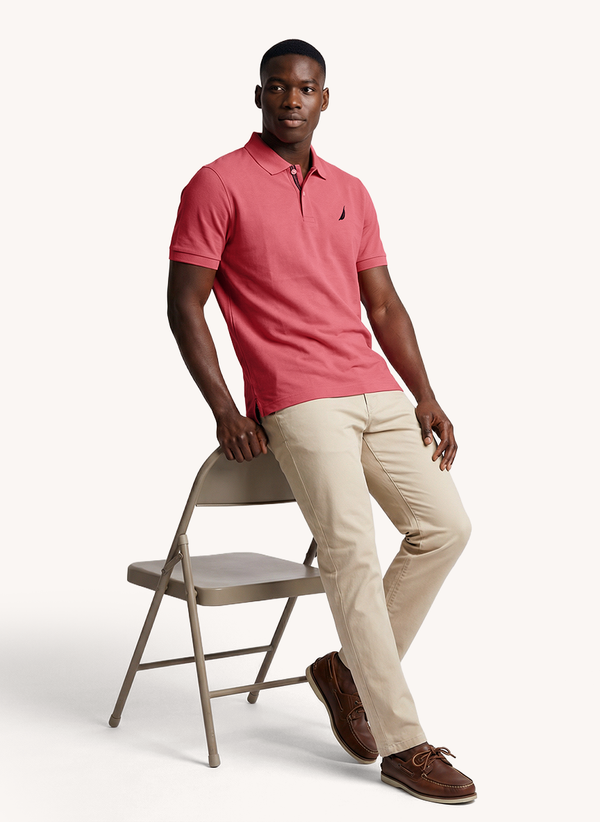 Men's Solid Polo - Sunkist Coral