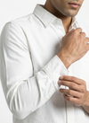 Men's Solid Long Sleeve Oxford Smart CasualShirt - White