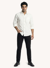 Men's Solid Long Sleeve Oxford Smart CasualShirt - White