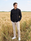 Men's Solid Long Sleeve Oxford Shirt - Black