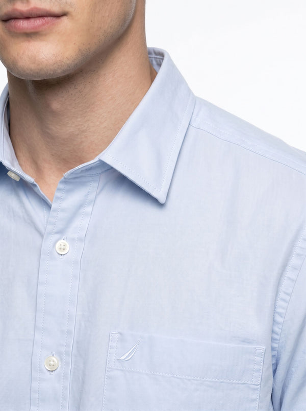 Men's Solid Long Sleeve Oxford Shirt - Light Blue