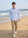 Men's Solid Long Sleeve Oxford Shirt - Light Blue